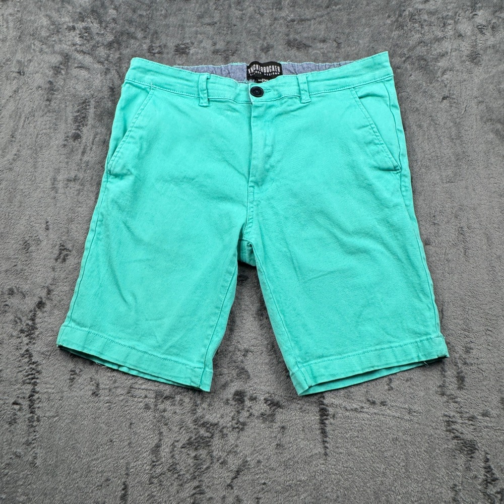Knickerbocker Chino Shorts Mens 30 Teal Green Flex Waist Flat Front Excellent